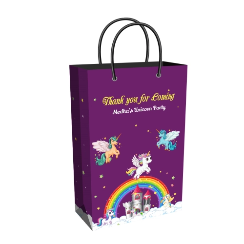Unicorn Theme Party Supplies | Tall Return Gift Bag | Plain or Personalized